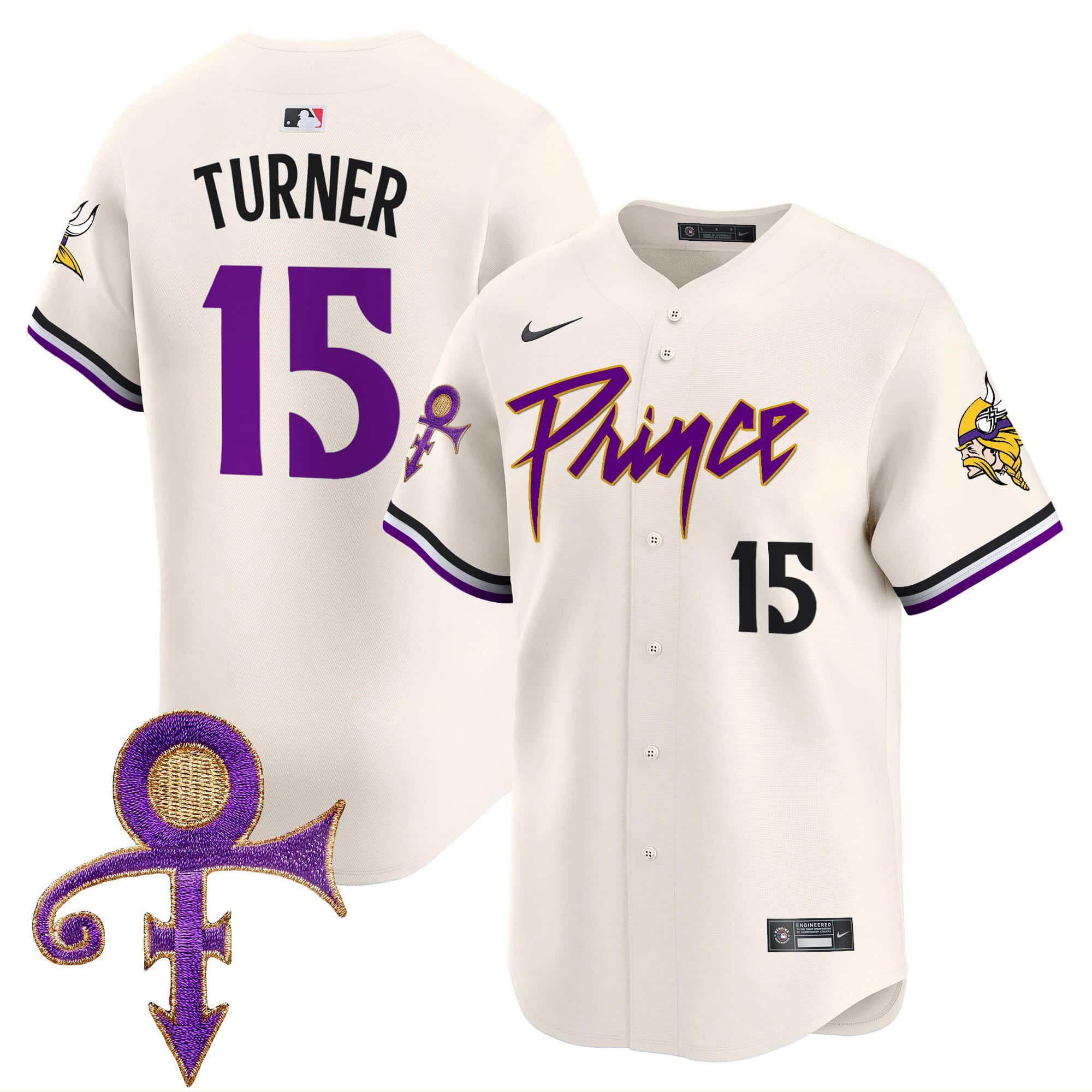 Men Minnesota Vikings #15 Turner Cream 2024 Nike Prince Patch Vapor Premier Limited NFL Jersey->indianapolis colts->NFL Jersey